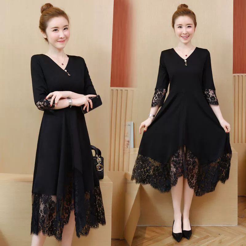 Женская новая весенне-осенняя кружевная юбка принцессы размера плюс 100kg мм, юбка феи, закрывающая живот и утягивающее платье для женщин