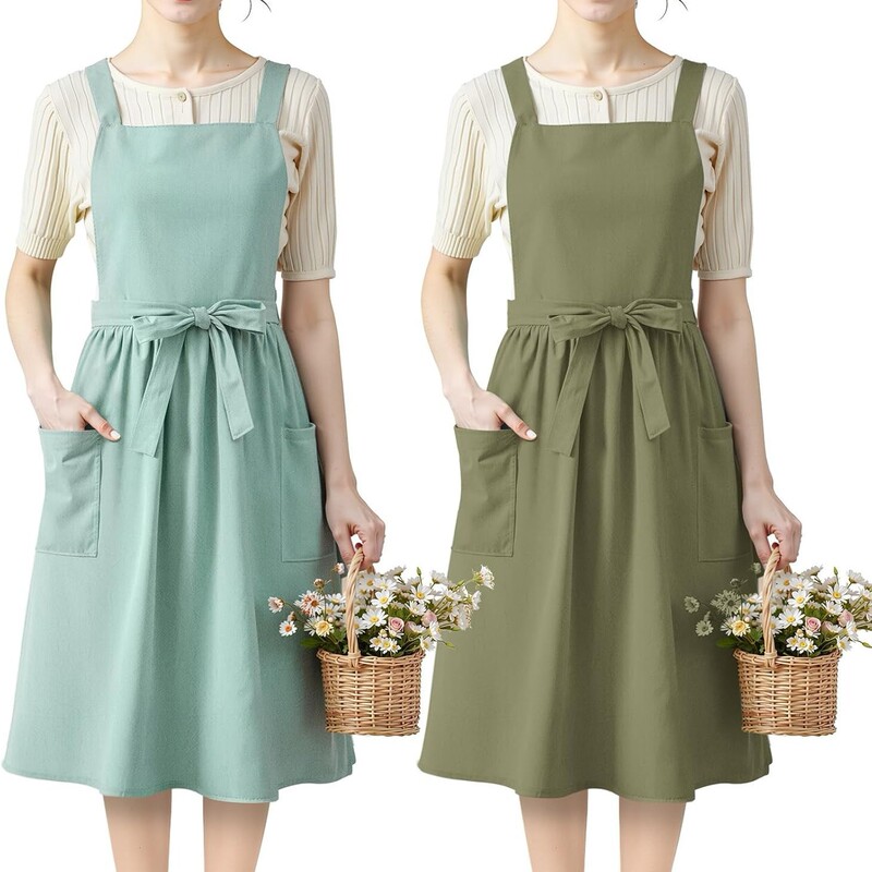 Cross-Border Amazon Cotton and Linen Wear-Resistant Home Dress Kitchen Restaurant Gardener Japanese-Style Suspender Work Clothes Apron