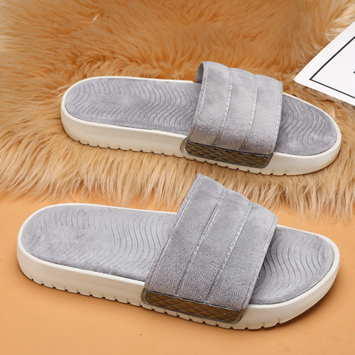 Casual retro men's fluffy slippers, new style, fashionable plush cotton slippers, all-match couples 'comfortable home slippers