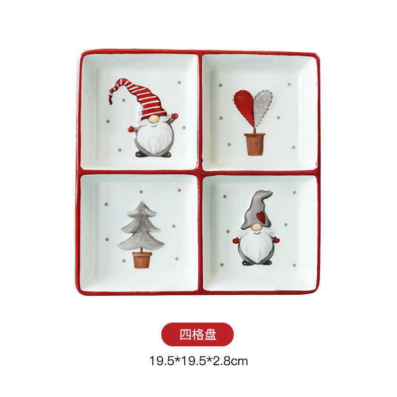 Nordic Santa Claus Tazón plato vajilla traje de alivio ensalada de arroz tazón de cerámica occidental plato plano taza tetera