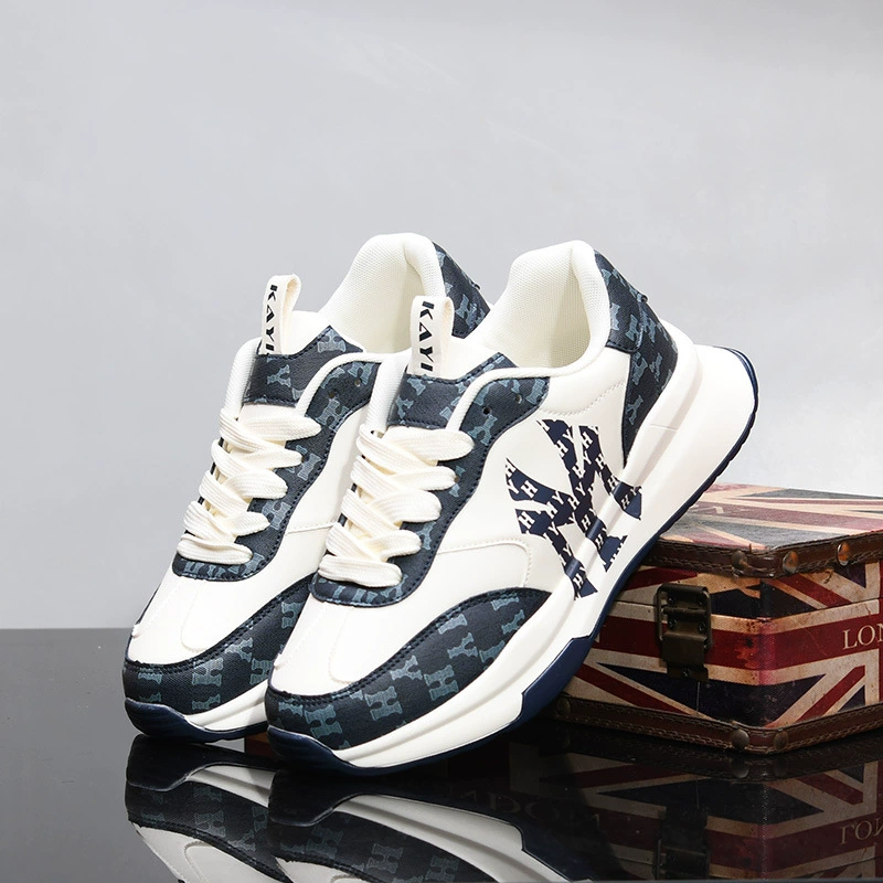 Спортивная обувь из натуральной кожи папы толстая подошва увеличена мужская мягкая подошва маленькая белая обувь легкая мягкая обувь повседневная доска 268-1