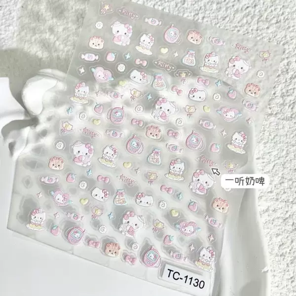 Cute Cartoon Line Drawing Puppy Nail Art Stickers 3D Embossed Dog Water Cup Ccd Phone Decoration Stickers DIY