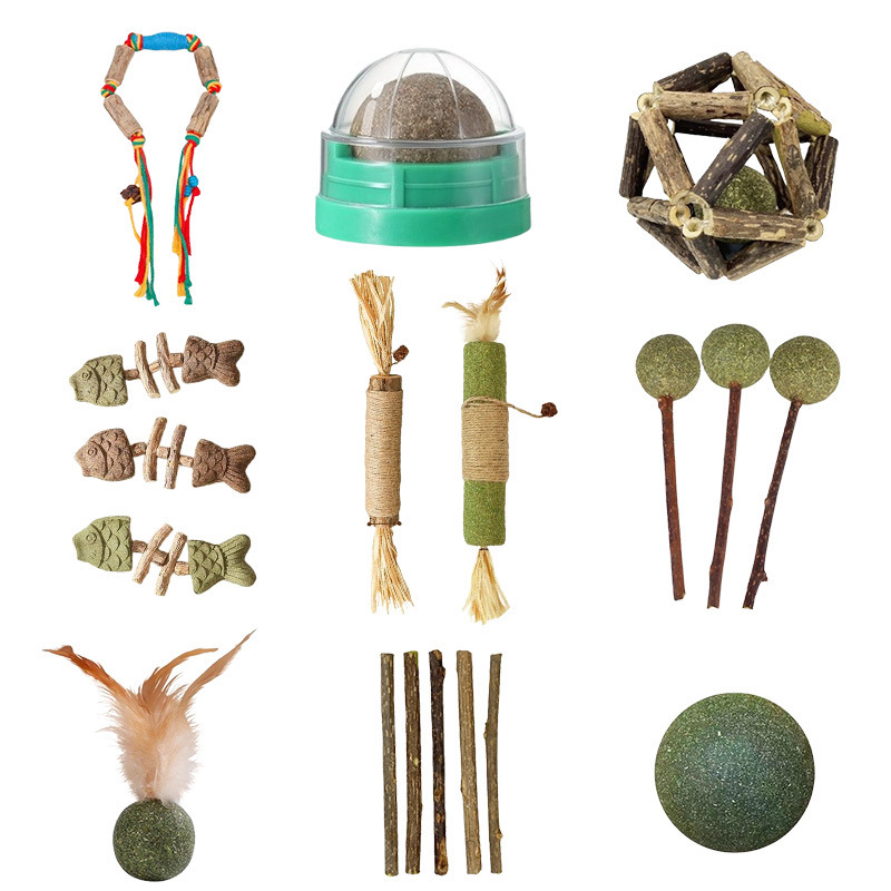 Pet Kitty Toy Catnip Ball Simulation Grilled Fish Polygonum Kapiensis Gall Fruit Molar Tooth Cleaning Cat Stick Toy