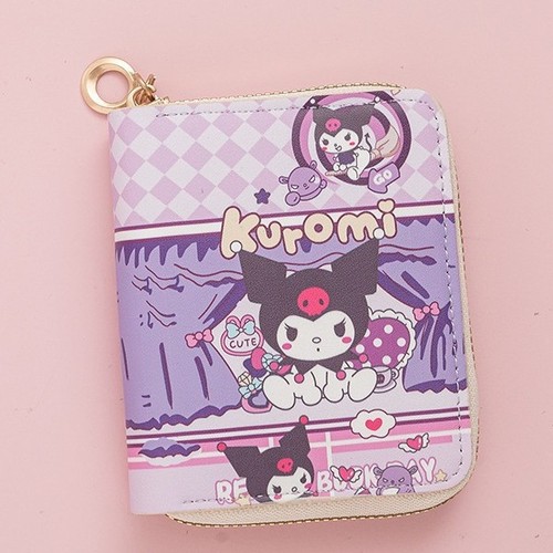 Cartoon Colome cute short zipper wallet for girls, student money clip card holder, small and fresh zero wallet, ID holder