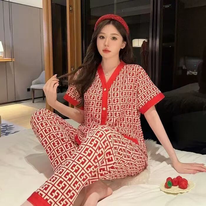 2026 Printed Cotton Pajamas, Cross-Border Export, Famous Brand Cartoon Short-Sleeve Cardigan, Turn-Down Collar, Ice Silk Home Wear Set 2026 Printed Cotton Pajamas, Cross-Border Export, Famous Brand Cartoon Short-Sleeve Cardigan, Turn-Down Collar, Ice Silk Home Wear Set