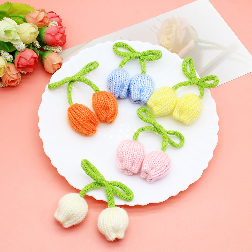 Ins Fabric Double-Headed Tulip Bud Flower Cherry Accessories Skirt Clothes Backpack Handmade DIY Pendant Accessories
