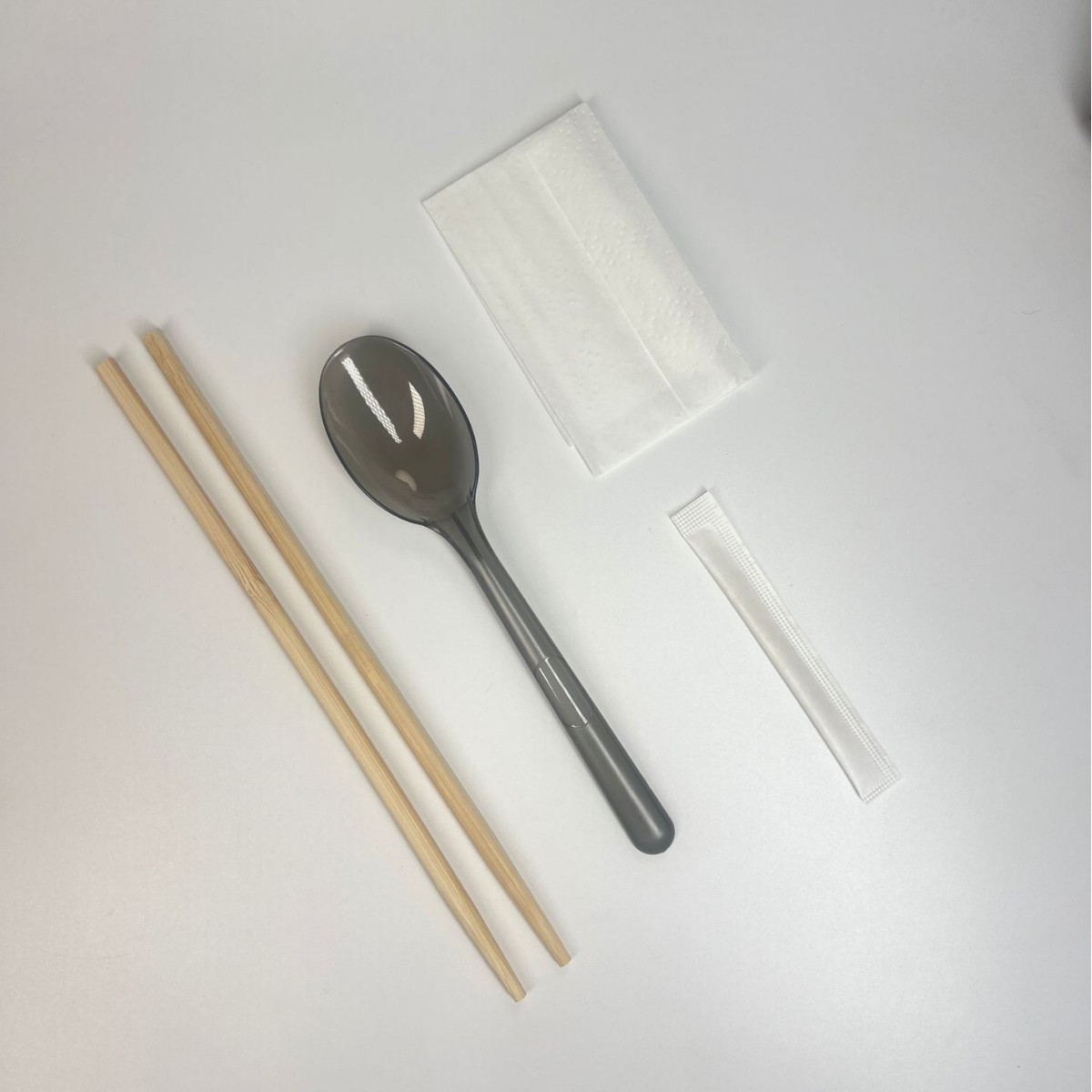 투명필름 유럽식 숟가락 사각머리 젓가락 4종세트 100세트