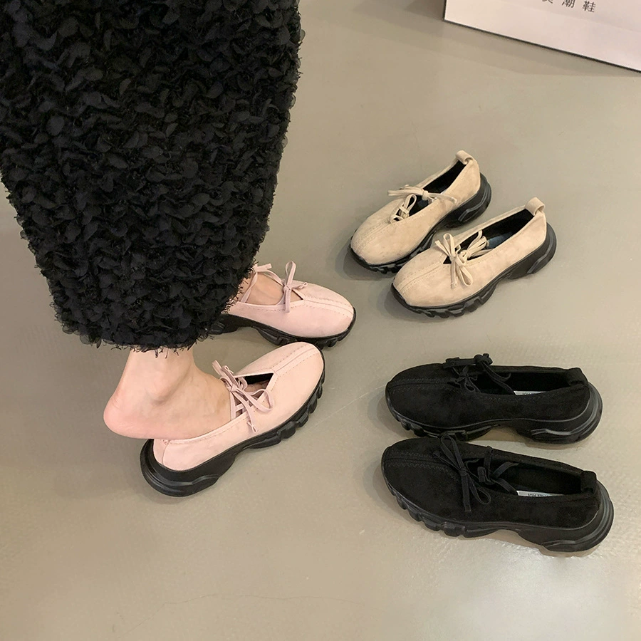 Сетка красная мода на толстом подошве, увеличенные розовые туфли, женские 2024 новые легкие лук, повседневные кроссовки Mary Jen