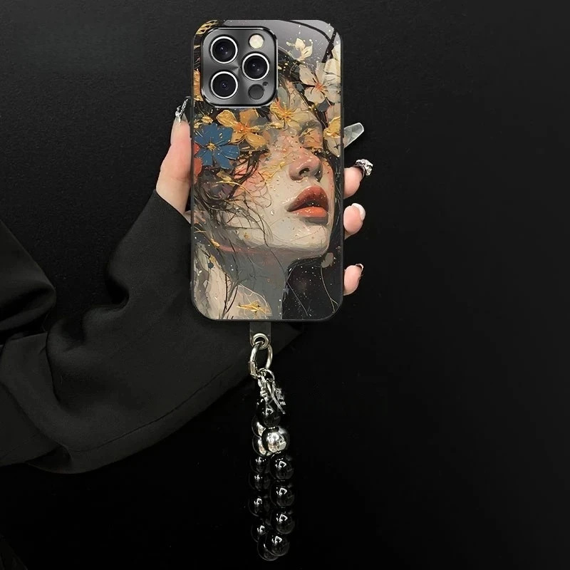 适用iPhone16ProMax手机壳繁花女孩苹果华为oppo小米vivo电镀玻璃|undefined
