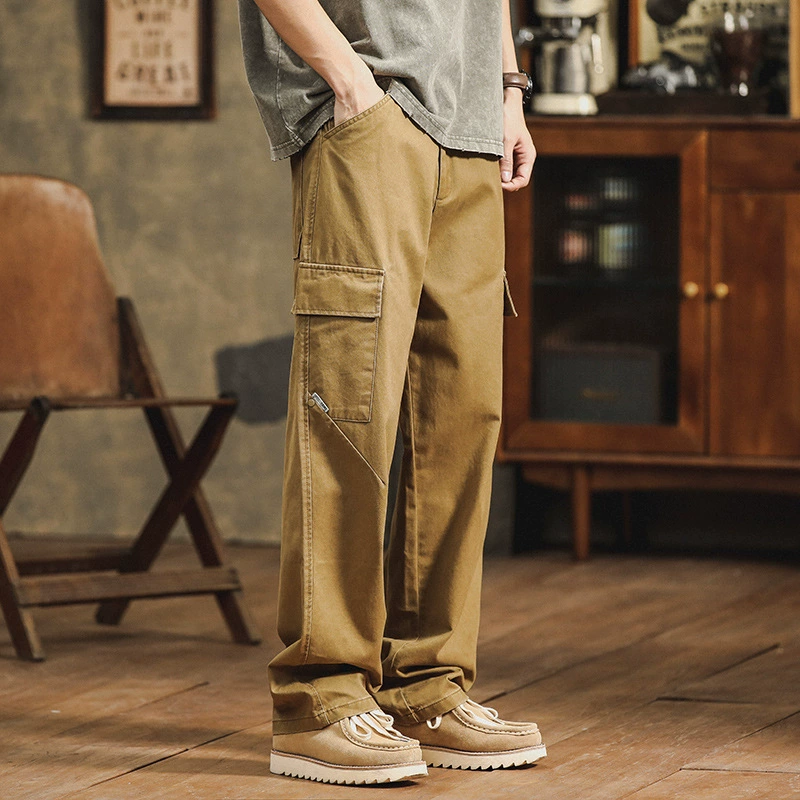 Комбинезоны мужские в американском стиле ретро функциональные повседневные брюки модные брендовые весенне-осенние японские швабры с драпировкой и широкими штанинами прямые брюки
