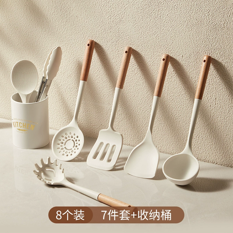 [Hen Doudou C] Посуда Silicon glue spatula sleeve sleeve суповая ложка кухонные принадлежности дерево ручка антипригарная кастрюля специальная