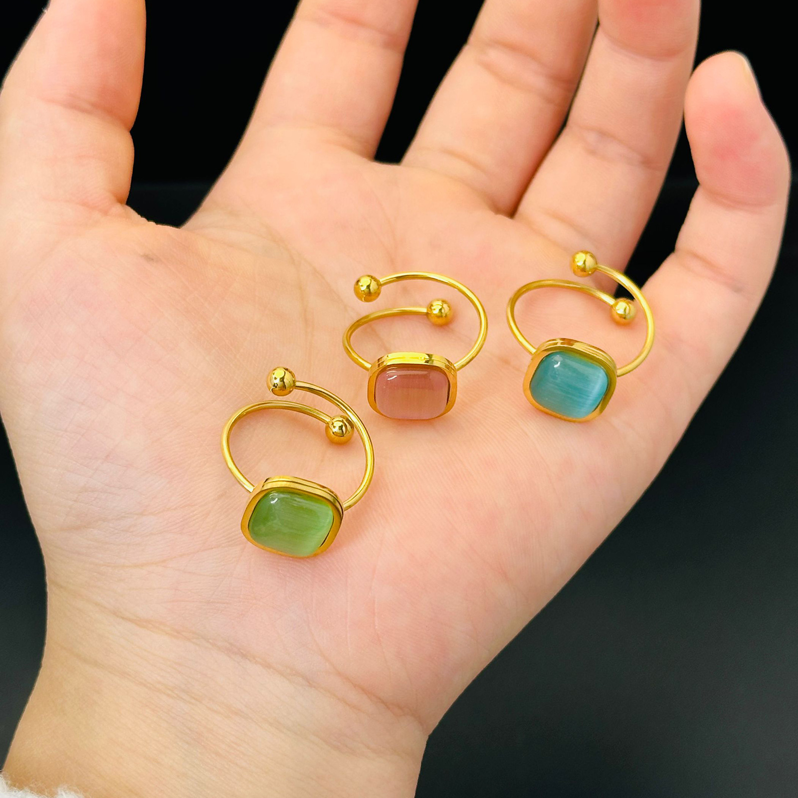 Azúcar de color ajustable abierto nuevo estilo francés no desvanecer anillo de acero de titanio de nicho joyería pequeña