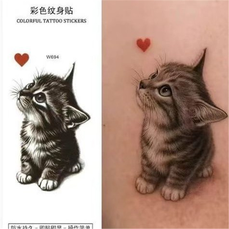 Cute Raccoon Cat Tattoo Stickers, Colorful Cartoon Cat Tattoo Stickers for Arms and Wrists, Girly Animal Tattoo Stickers