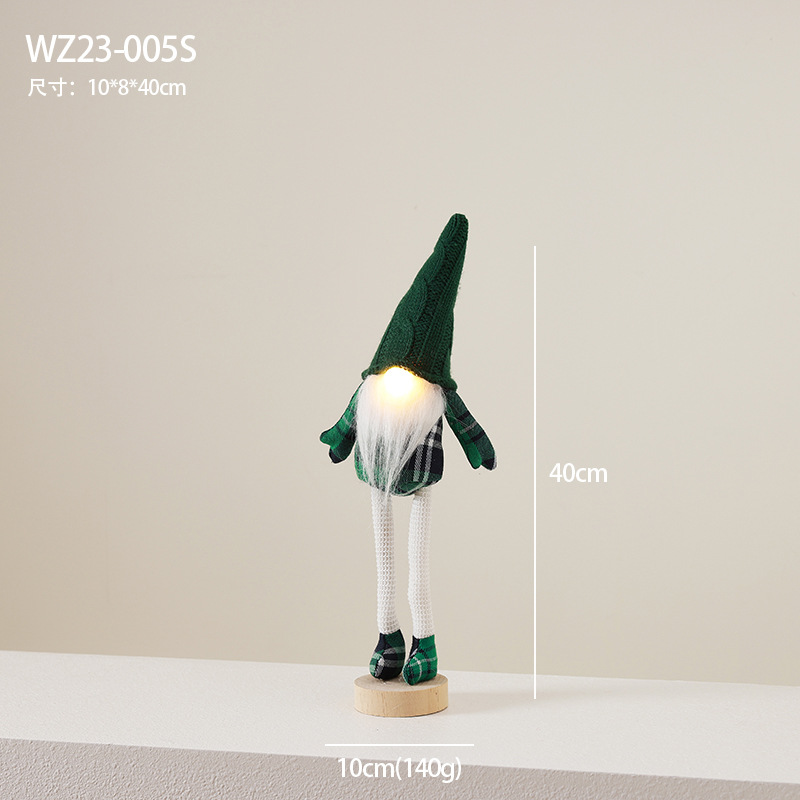 Regalos de Navidad con luces Decoraciones de Navidad Adornos de mesa Muñeca de Navidad verde sin rostro Muñeca Goblin