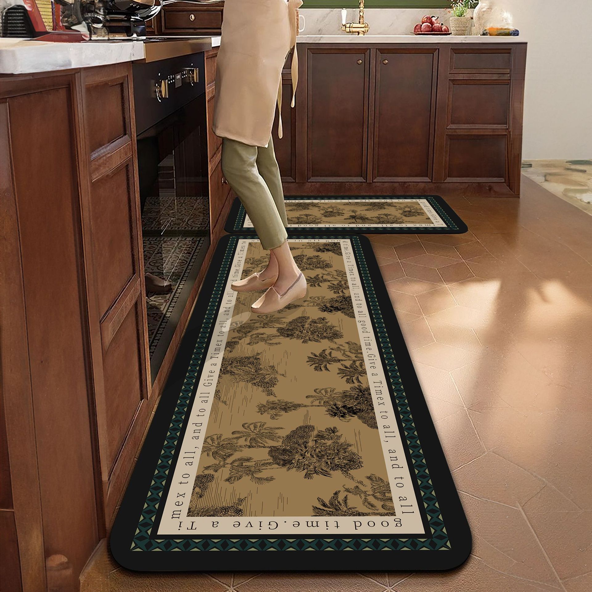 아메리칸 스타일 주방 특수 바닥 매트 L 자형 나파 가죽 흡수성 미끄럼 방지 발 매트 하이 엔드 워시프리 지울 방지 더러운 매트