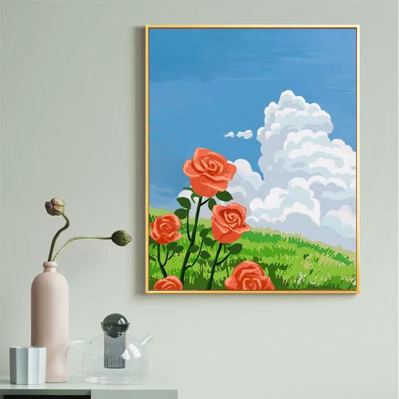 Pintura al óleo digital al por mayor DIY pintura al óleo hecha a mano pintura decorativa loto girasol entrega de una sola pieza