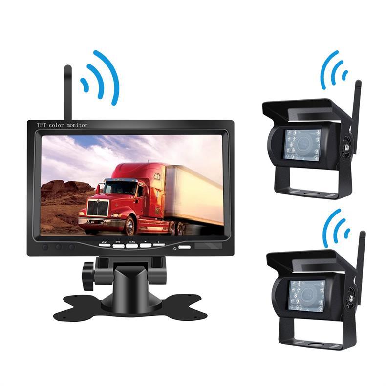 7-inch wireless front and rear dual recording reversing image car wiring-free HD night vision camera car display