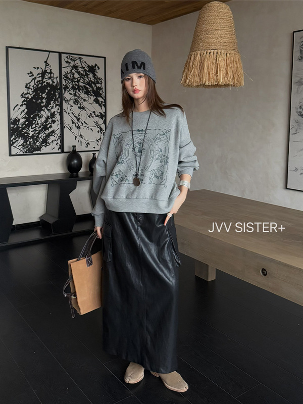 JVV十三行2025冬季新款印花图案休闲上衣百搭宽松长袖卫衣女90675|undefined