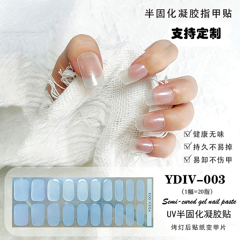 Idi 20-Finger Gel Nail Stickers Nail Polish Stickers Phototherapy Semi-Cured Nail Gel Factory Wholesale Sgs Certified