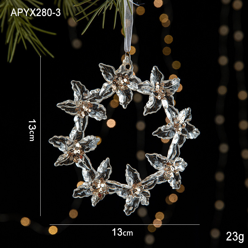 クリスタル質感Swanlaceアクリルキラキラ透明雪クリスマスツリーペンダント鈴装飾品|undefined