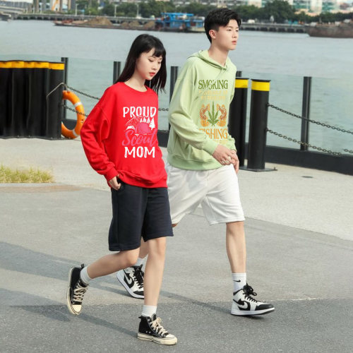 Spring and Autumn Loose Shoulder Sweatshirt CVC Cotton Hooded Pullover Sweatshirt Trend Brand Advertisement Shirt Flexible Pattern