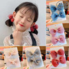 Cute red hair accessory for princess, children's hairpins, hairgrip with bow, wholesale