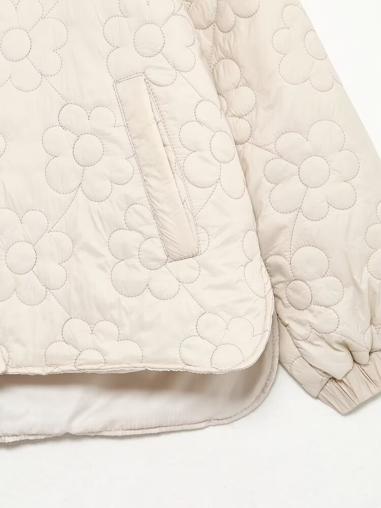 Damenbekleidung Herbst Winter neue blumenbedruckte Baumwolljacke_voghion.com