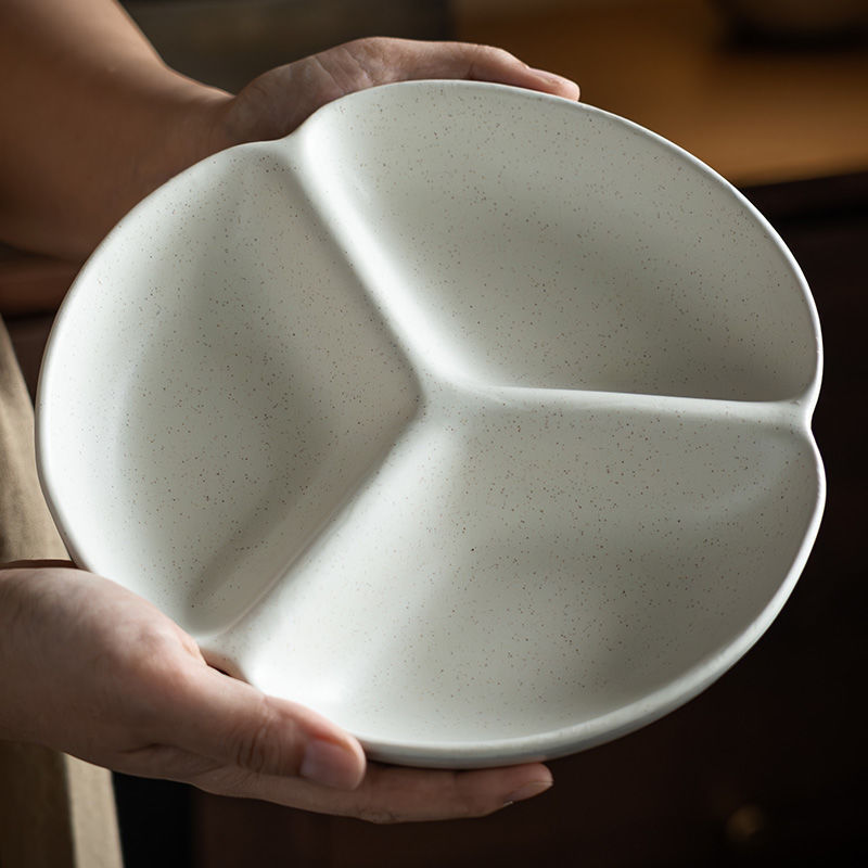 Plato de comedor de cerámica creativa, reducción de grasa, plato de tres comparticiones cuantitativo, plato de frutas de estilo simple, plato de desayuno, plato de comedor doméstico para niños