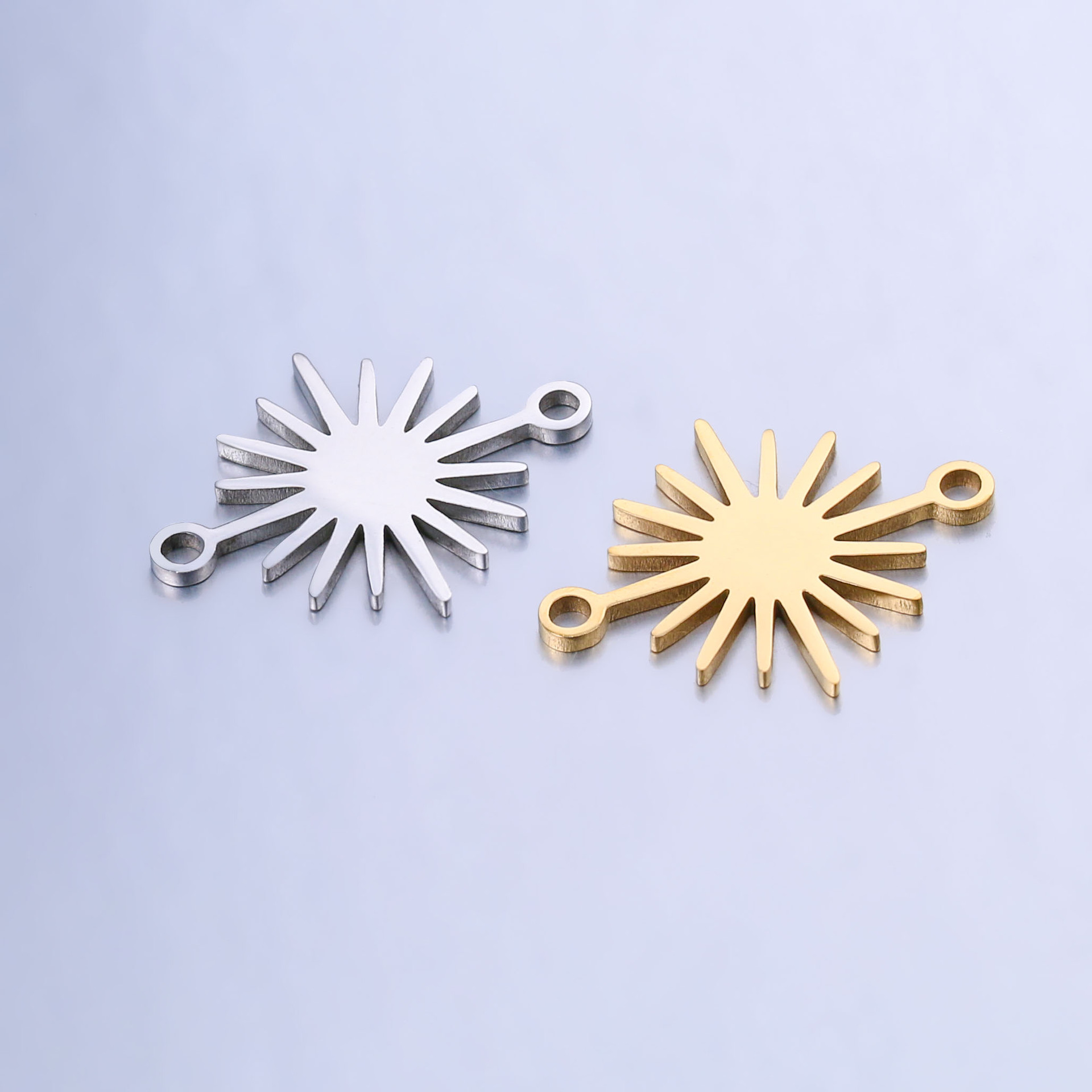 DOOYIO 5 teile/los Edelstahl Sonnenblume Doppel Löcher Anhänger DIY Halskette Armband Charms Schmuck Geschenke Zubehör – Detail 6