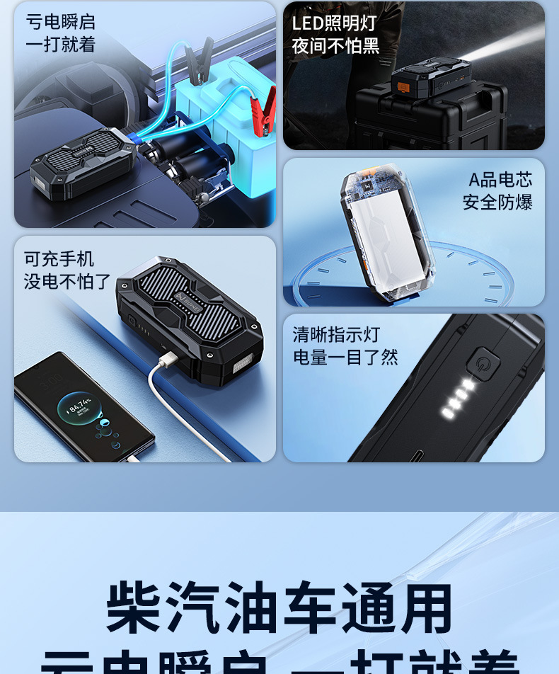 Buwai Car Emergency Jump Starter Power Bank Ignition Device Emergency Charging Power Bank for Emergency Starting