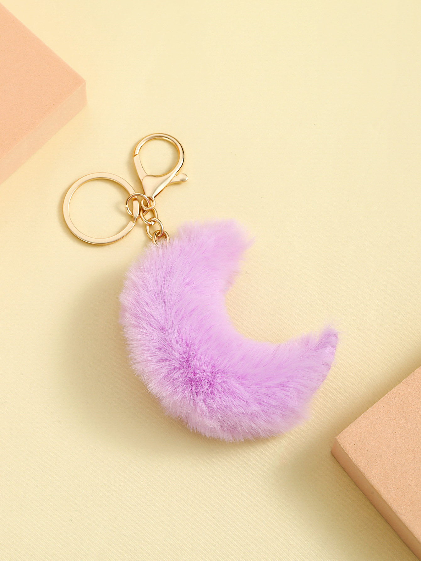 Imitation fur Material Cute Moon Imitation Fur Unisex Keychain