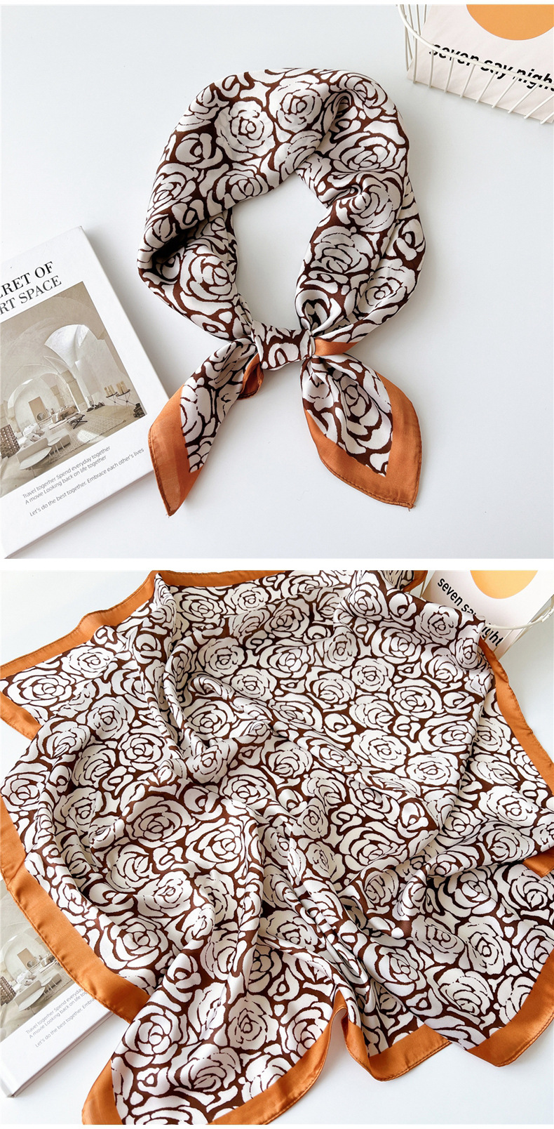 40g Weight Silk Scarf Classification Outdoor, Travel Occasion Polyester Material Printing Pattern Spring&Summer Season Women's Gender Printing Design Elegant Style Women's Elegant Printing Polyester Printing Silk Scarf 6