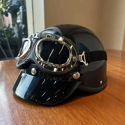 Retro Harley Helmet 3C Certified Electric Bicycle Motorcycle Internet Red Half Helmet Four Seasons Riding Men's and Women's Helmets Summer