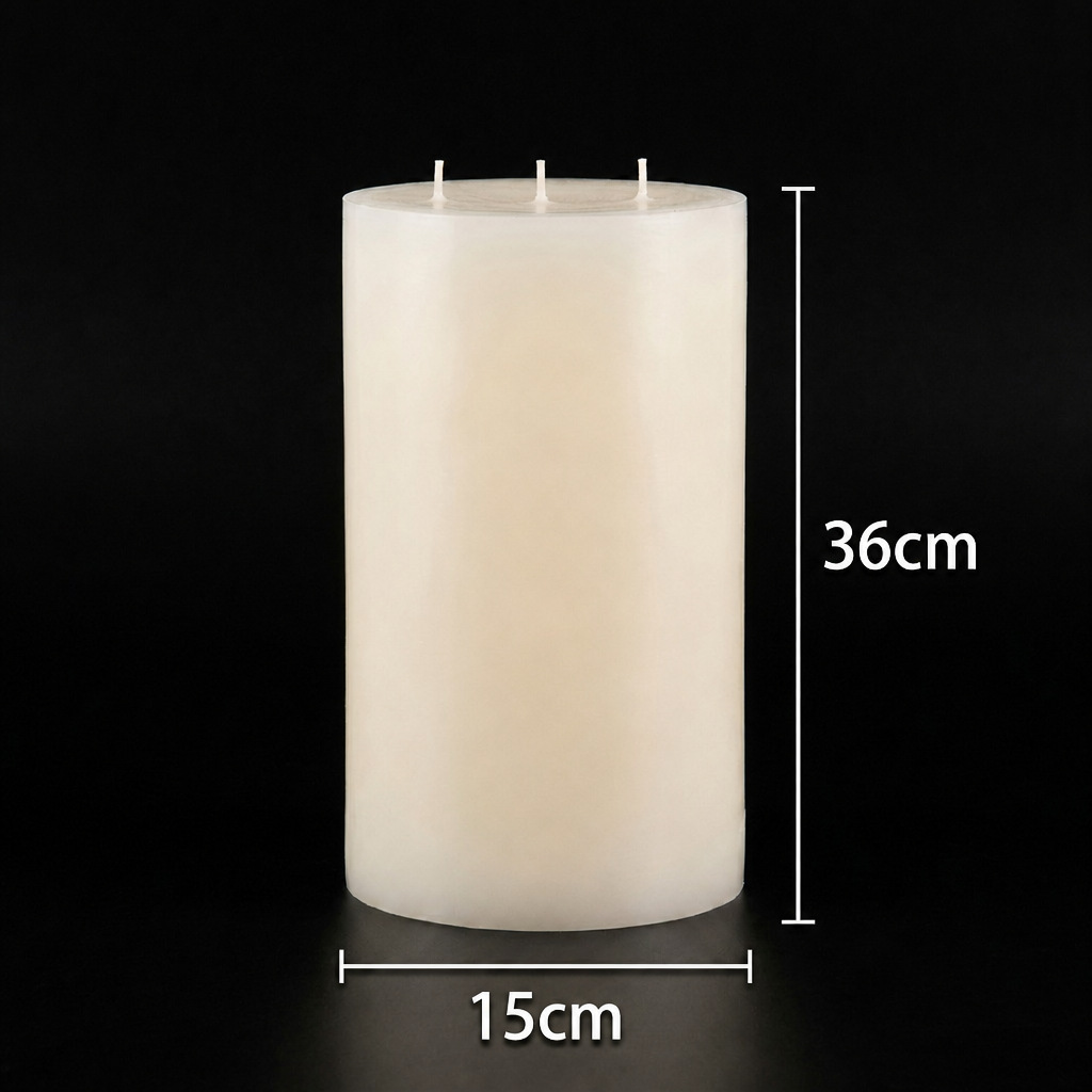 Vela cilíndrica grande de color blanco marfil estilo europeo, vela para cumpleaños, bodas, hoteles, bodas transfronterizas, vela exclusiva al por mayor.