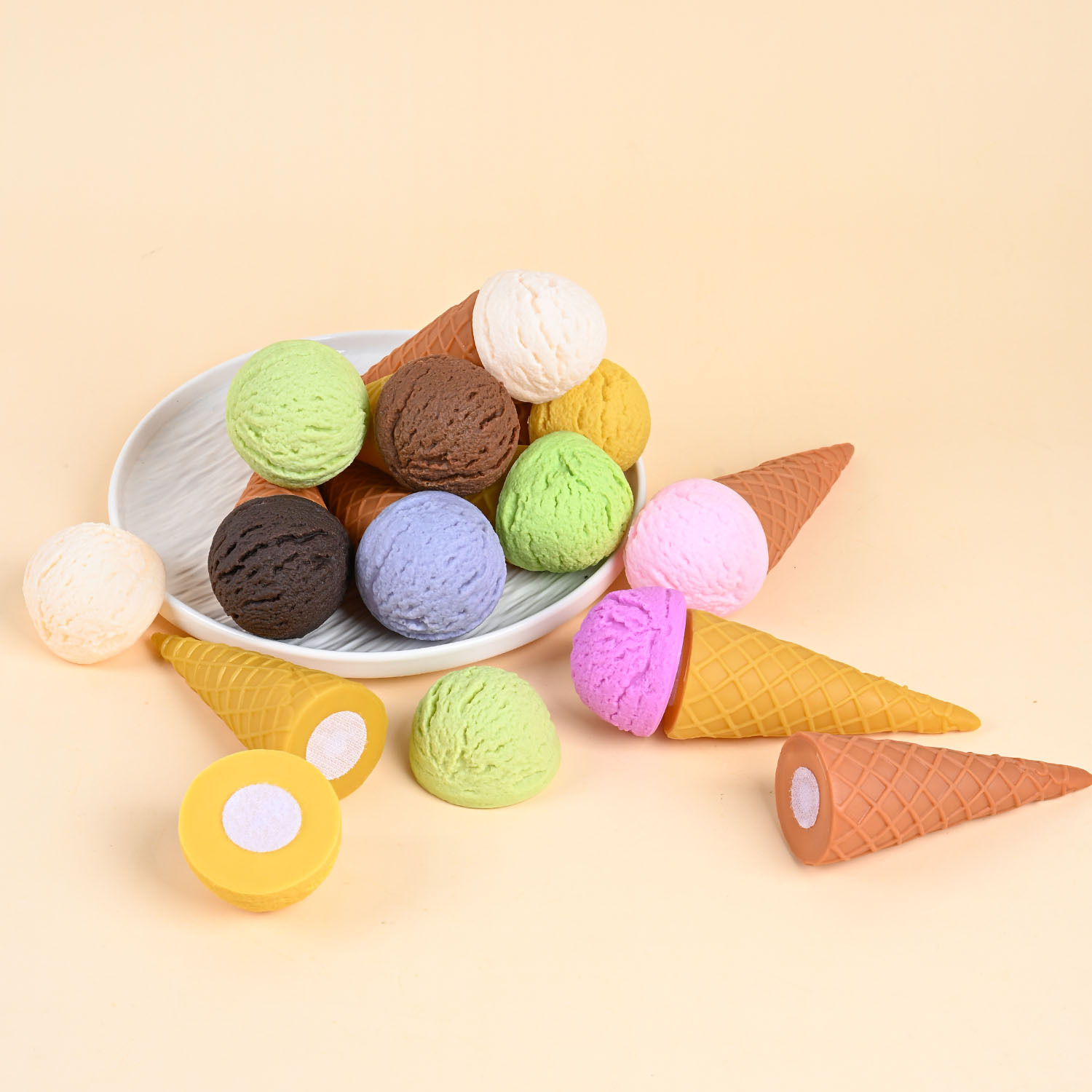 PVC simulación de helado modelo desmontable helado helado juguetes red DIY velcro helado