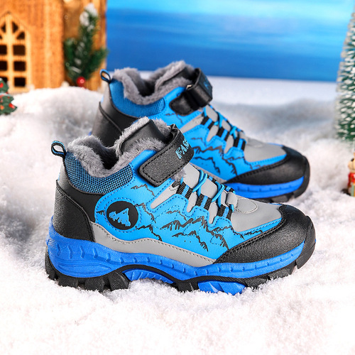Little yellow duck children's hiking shoes, spring new outdoor anti-slip wear-resistant leather waterproof hiking shoes, boys 'sneakers