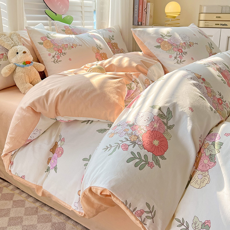 Ropa de cama de algodón americano de cuatro piezas Invierno 100 sábanas de algodón Funda de edredón Funda de edredón Juego de tres piezas 2025 Nuevo 4