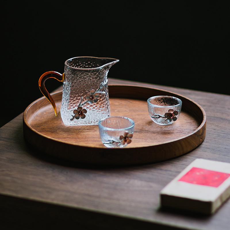 Taza de Feria de vidrio resistente al calor Patrón de martillo de estilo japonés Té grande Mar Dispensador de té doméstico Creativo Ximei Flor Kung Fu Juego de té Taza masculina