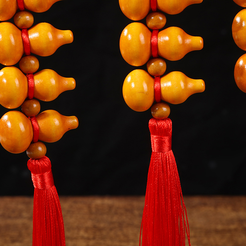 Hand-Woven Chinese Knot Five Blessings Bowknot Chinese Style Peach Wood Gourd Pendant Five Emperors Coins Home Car Hanging Decoration