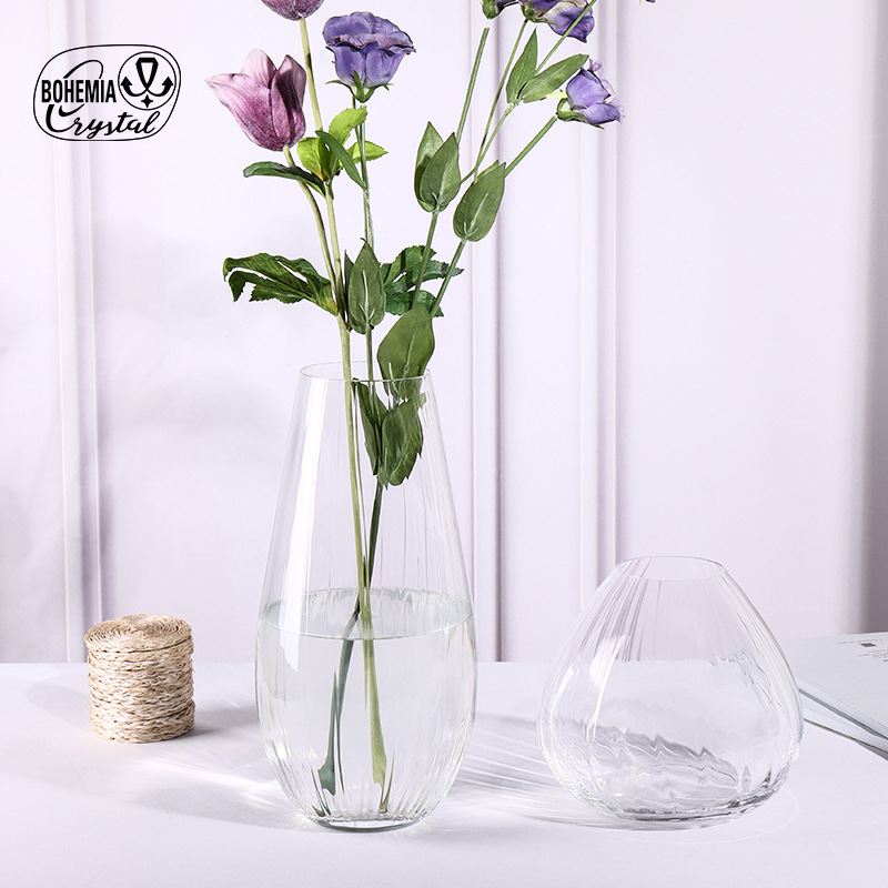 Lex sin plomo cristal vasos grandes estilo europeo simple viento transparente alta permeabilidad sala de estar hidropónica decoración de flores secas