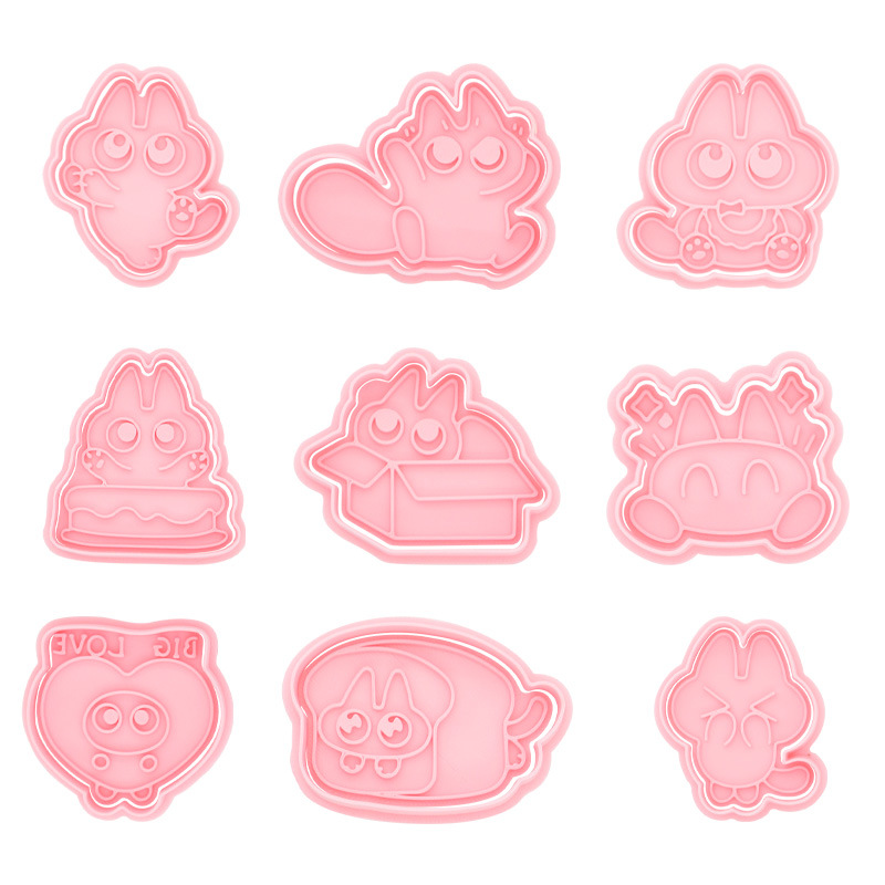 Molde de galletas de gato siamés de barro de frijol pequeño Dibujos animados lindo modelado de expresión gatito galleta DIY fondant horneado hogar