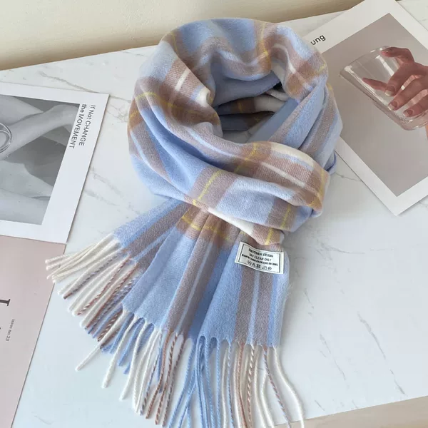 Pure Wool Plaid Scarf 100Wool Women's Winter Student Versatile Warm Scarf for Men and Women Couple Scarf Birthday Gift