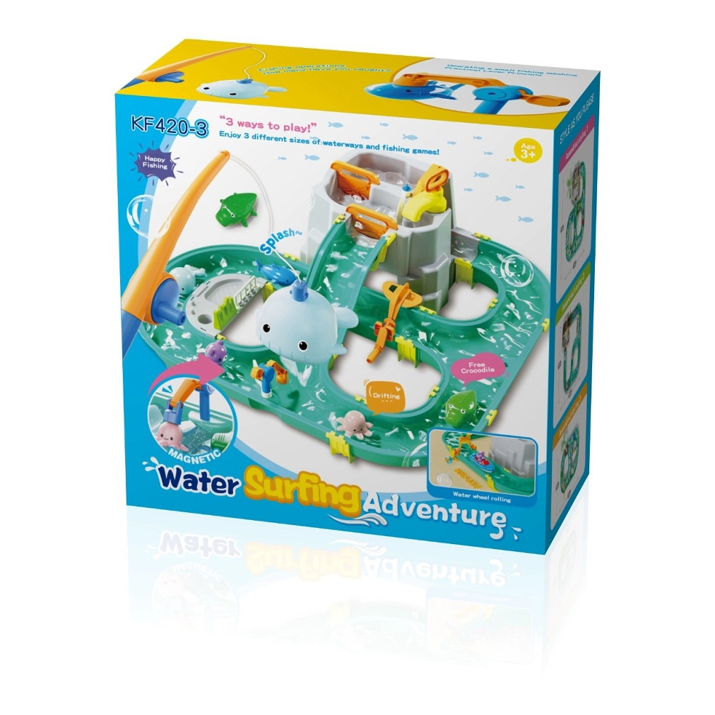 Water Park Model Set, Water Surfing Adventure, Indoor and Outdoor Water Toys, Educational Fishing Game