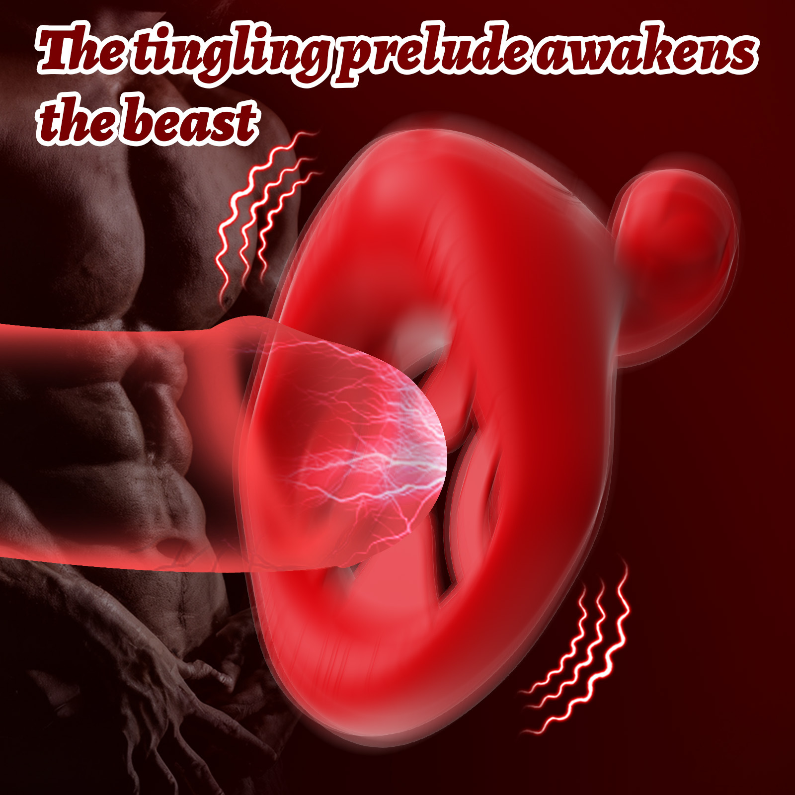 Rød mund design cockring med app styring og delay vibrator_voghion.com