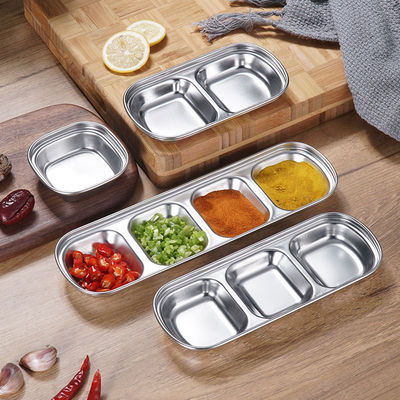 Dips A plate Stainless steel Flavor A plate Multi-grid Spices dish multi-function Burden snack Caidie soy sauce Vinegar dish
