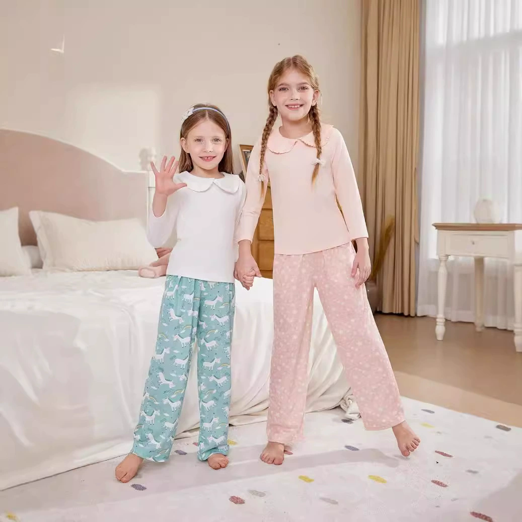 [Дети и взрослые] Домашняя одежда 2024 Длинные брюки Пижамы Верхняя одежда Новые свободные и клетчатые одинарные матовые летние брюки с кондиционером