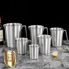 本物の 304 ステンレス鋼のスケール計量成分計量液体容器鍋商業ワイヤーグリップカップコールドケトル