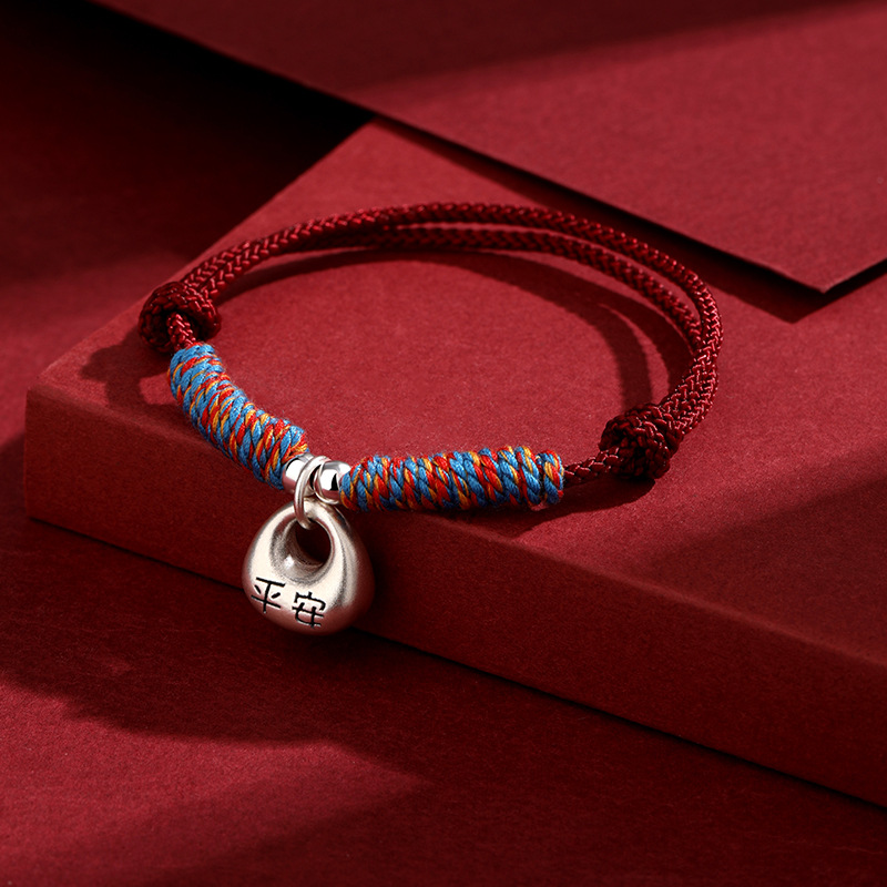 Silver Tuotuo 999 Bolsa de bendición de grasa de plata esterlina Pulsera de cuerda roja tejida Pareja femenina Novias 2025 Regalo de cuerda de mano de Año Nuevo