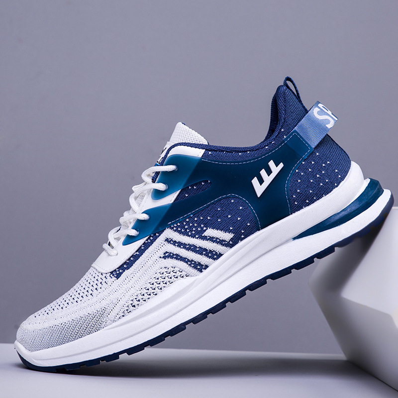 Spring new fly woven soft bottom Sports men's shoes comfortable breathable running shoes cross-border explosions fashion all-match dad shoes