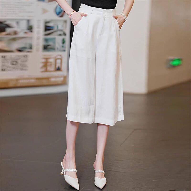 Thin Linen Wide-Leg Pants for Women, Loose High-Waisted, 2026 Summer New Style, Casual Petite Drapey Cropped Pants for Moms Thin Linen Wide-Leg Pants for Women, Loose High-Waisted, 2026 Summer New Style, Casual Petite Drapey Cropped Pants for Moms